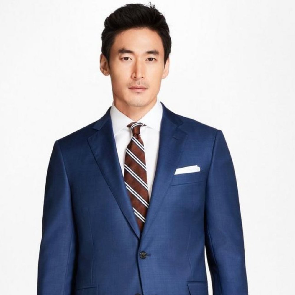 BROOKS BROTHERS 346 XL / 46 NAVY 2 BUTTON FITTED COTTON SPORT COAT BLAZER